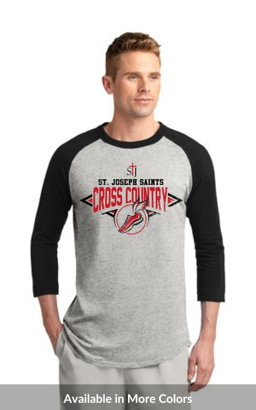 Adult Raglan 3/4 Sleeve Jersey with Cross Country Logo T200