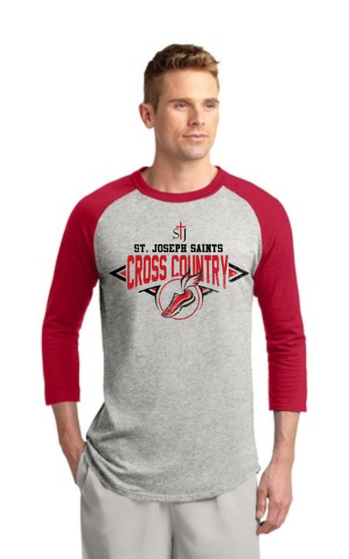 Adult Raglan 3/4 Sleeve Jersey with Cross Country Logo T200
