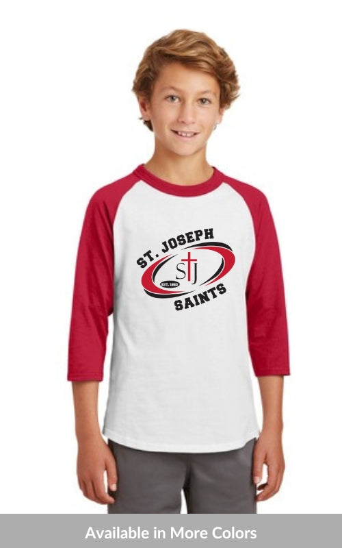 Youth Raglan 3/4 Sleeve Jersey with St Joseph Saints Logo YT200