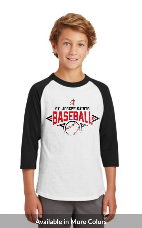 Youth Raglan 3/4 Sleeve Jersey with Baseball Logo YT200