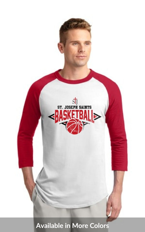 Adult Raglan 3/4 Sleeve Jersey with Basketball Logo T200