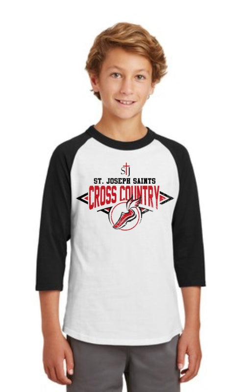 Youth Raglan 3/4 Sleeve Jersey with Cross Country Logo YT200
