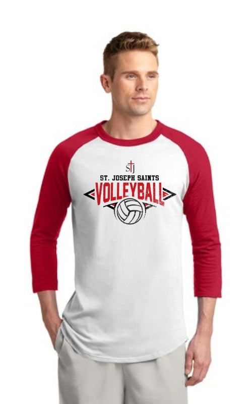 Adult Raglan 3/4 Sleeve Jersey with Volleyball Logo T200