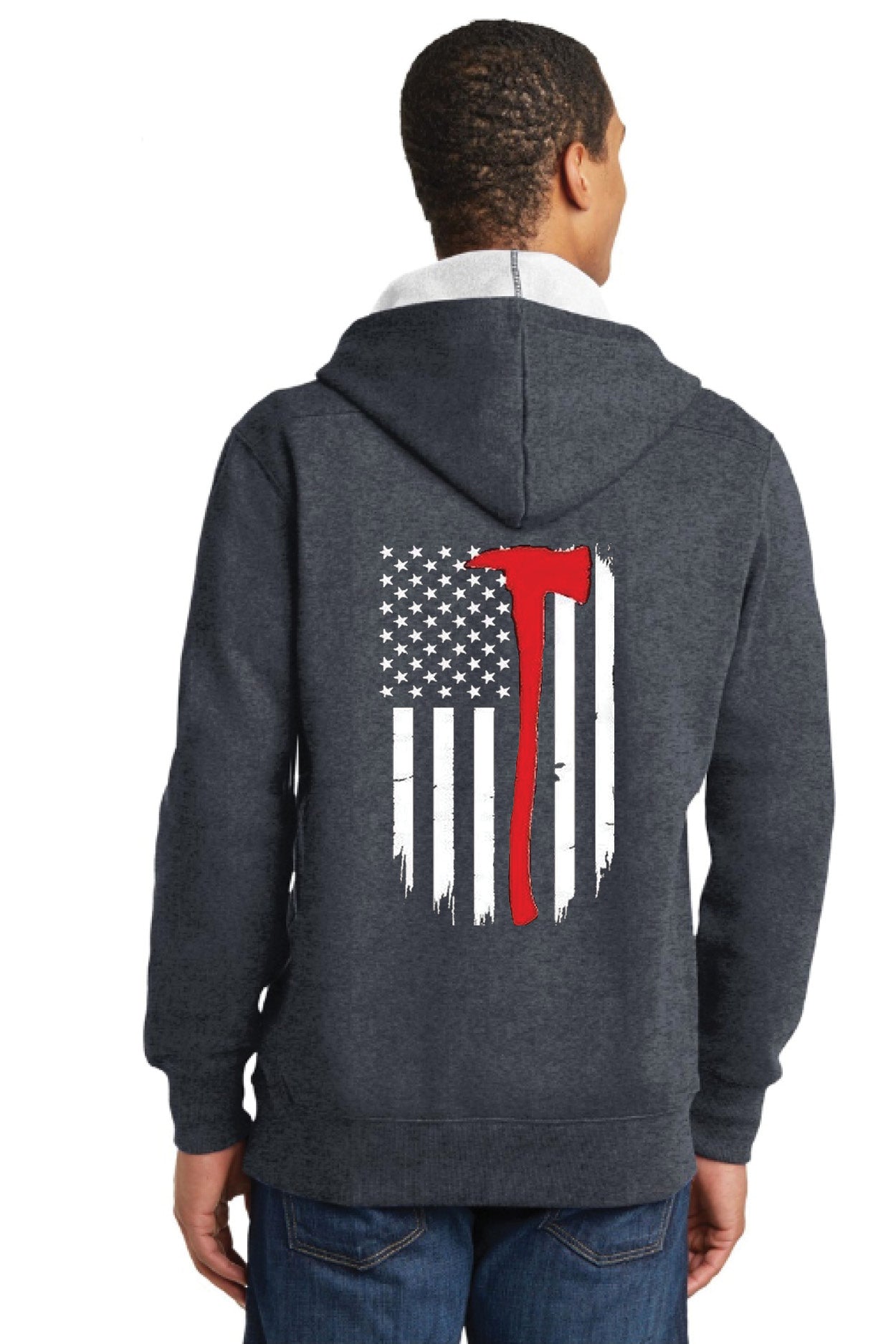 Lace Up Pullover Hooded Sweatshirt with Full Back Halligan Flag